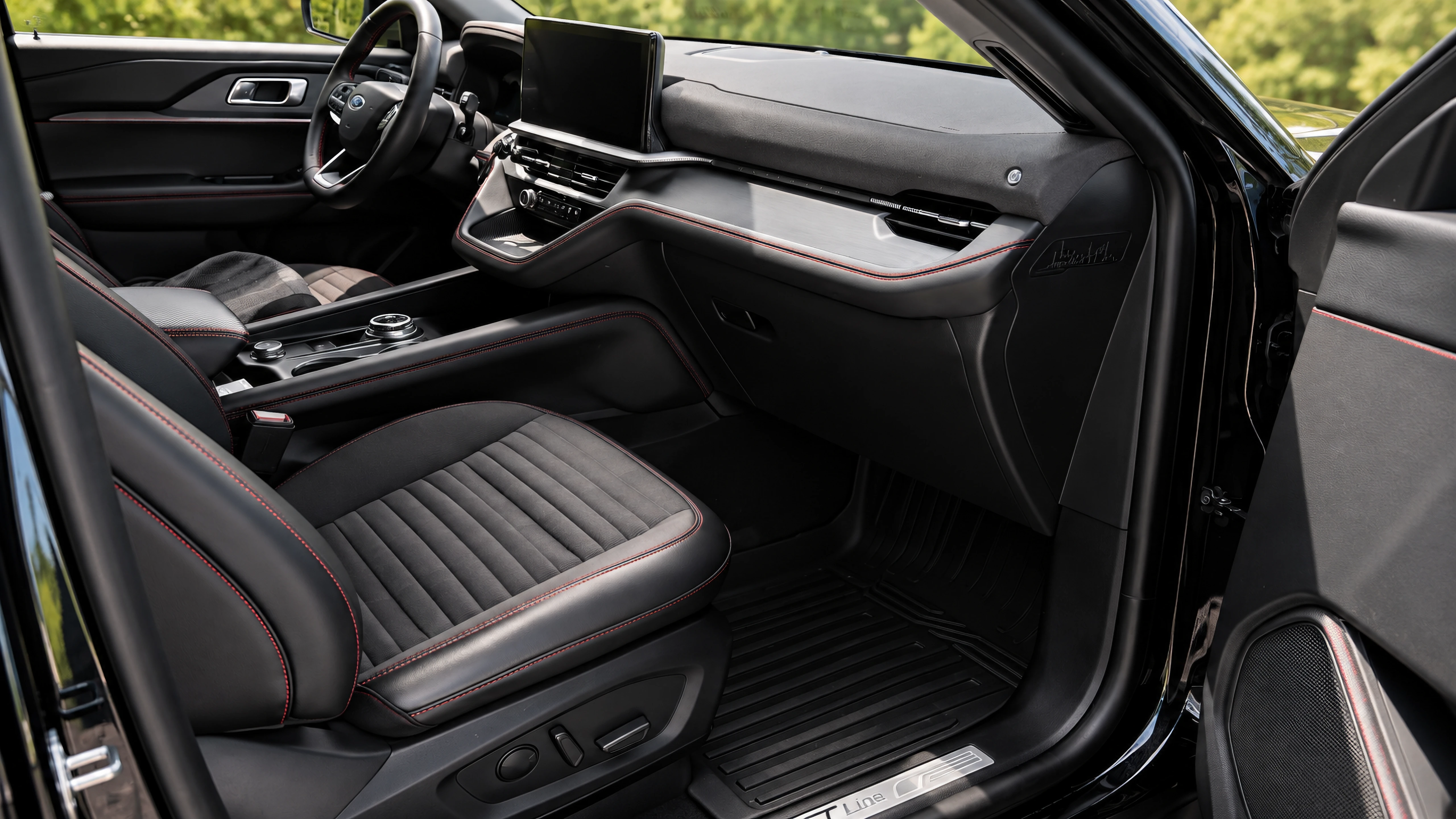 Front passenger seat, dashboard and controls. Edited from an owner photo.